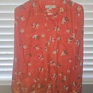 LOFT Men's Floral Red Shirt
